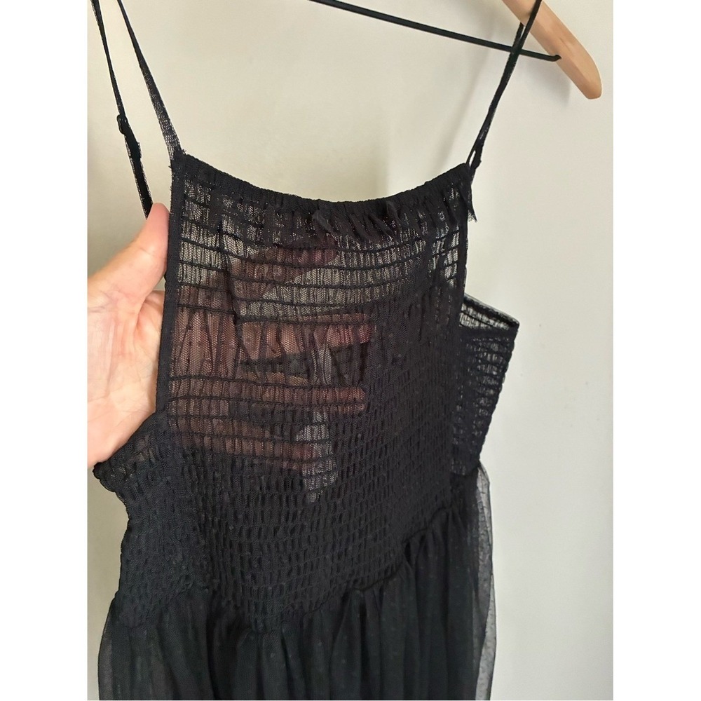Free People Can't Stop Won't Stop Black Sheer Whimsigoth Slip Dress Size Small - Picture 4 of 8